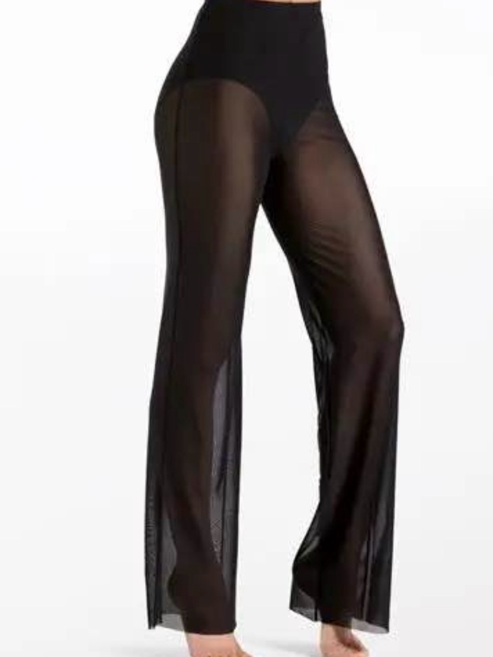 BALERA PERFORMANCE - black power mesh wide leg pant / black mesh dance pant